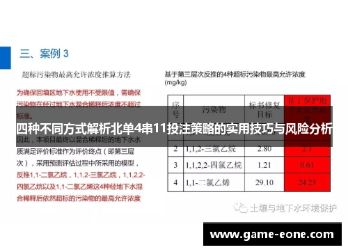 四种不同方式解析北单4串11投注策略的实用技巧与风险分析